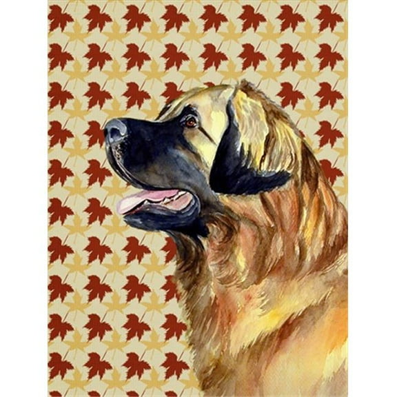 11 x 15 in. Leonberger Fall Leaves Portrait Flag Garden Size