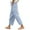 Light Blue, variant on EDFBUYKRS Female Women Pants Casual Linen Pants Women Tall Long Women's Solid Color Elastic Waist Loose Side Buckle Decoration with Pockets At The Back Versatile Cropped Casual Pants Xxl