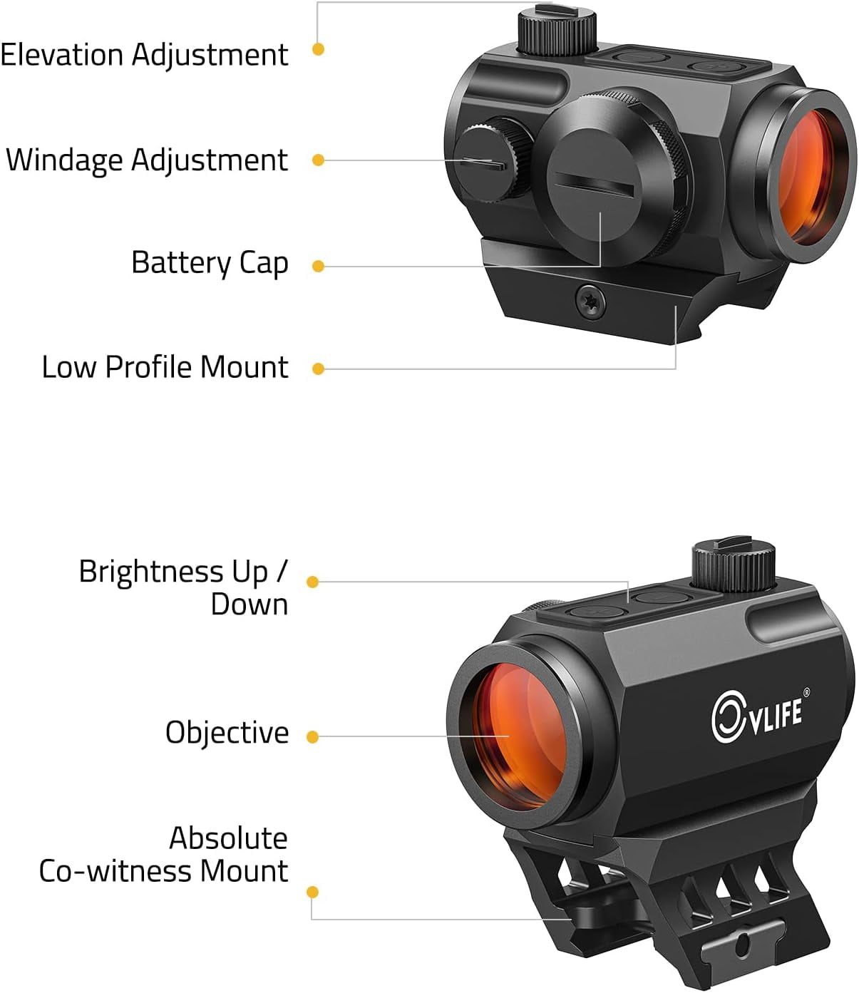 Scope,1x20mm 2 MOA Motion Awake Red Dot with 10 Brightness Settings, IPX7 Waterproof