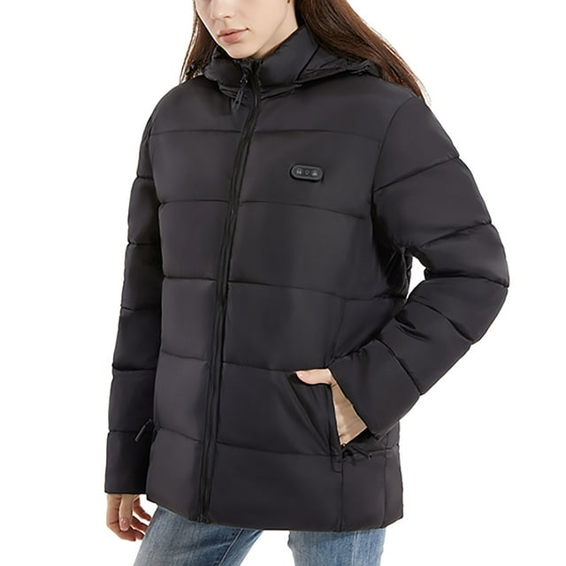 Timegard Womens Winter Coat Plus Size Fall Casual Zipper Warm Heated Coat Solid Color Comfy Outwear
