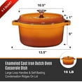 thumbnail image 4 of Bruntmor, Enameled Cast Iron Dutch Oven Casserole Dish 6.5 quart Large Loop Handles & Self-Basting Condensation Ridges On Lid (Pumpkin Spice), 4 of 8