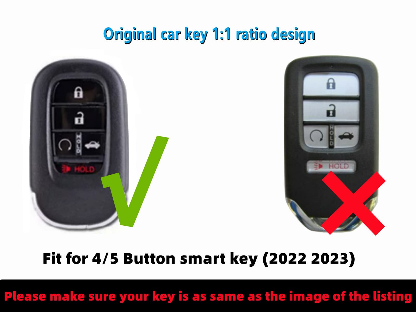 ABS Rubber Key Fob Cover Compatible with 2022-2025 Honda Accord Civic HR-V CR-V Pilot Sport SI EX EX-L Touring (2pcs Black/Red Black/Blue+Key Chain, ABS/5 Buttons)