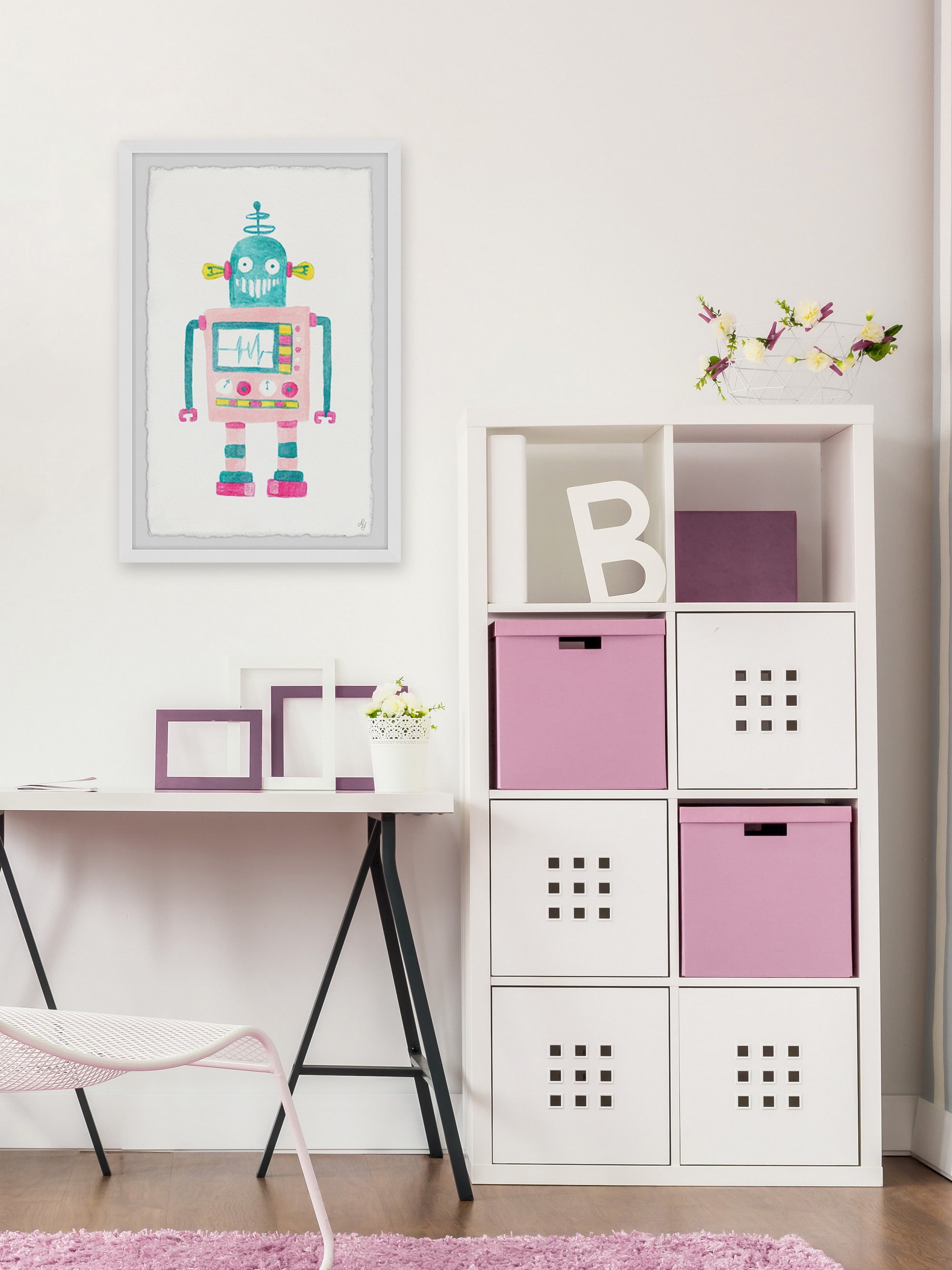 Marmont Hill Girly Robot Framed Wall Art