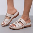 thumbnail image 6 of CQONEPT Sandals Women Dressy Summer: Comfortable Walking Open Toe Platform Sandal Soft Leather Sandal Casual Slip on Summer Sandals Size 5.5 White, 6 of 7