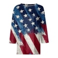 thumbnail image 3 of Trendfront Womens Patriotic T Shirts Crewneck 3/4 Sleeve Distressed American Flag Stars Stripes Graphic 4th Of July 250th Anniversary Tee Tops, 3 of 3