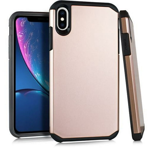 Bemz Dual Layer Armor Hybrid Phone Case and Atom Cloth Compatible with Apple iPhone XR - Rose Gold