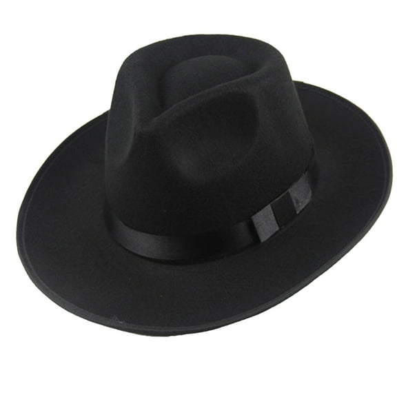 Yigetop Fedora Hats for Women Men Women Hard Wide Brim Panama Hat Autumn Vintage Cap Black Wide Brim Hats for Women Black One Size