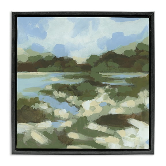 Stupell Industries Fluid Landscape Impression Landscape & Nature Painting Black Floater Framed Canvas Art Print Wall Art, 18 x 18