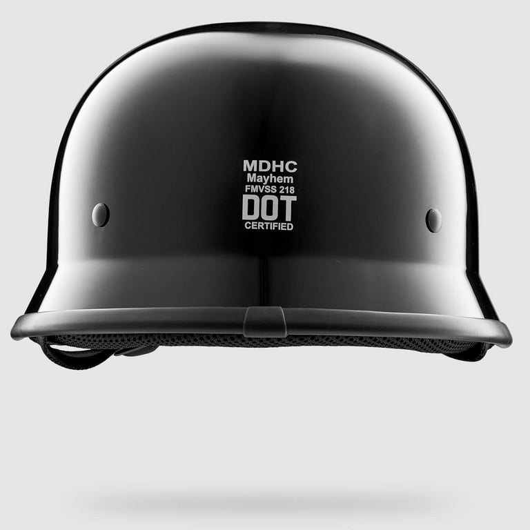 dot certified german motorcycle helmet Highway 21 9mm Half for Motorcycle, Approved, Lightweight Low Profile Cruiser Protection, FMVSS 218 (Chrome, 4X-Large) : Automotive Built with nickel German Motorcycle Half Helmet Gloss