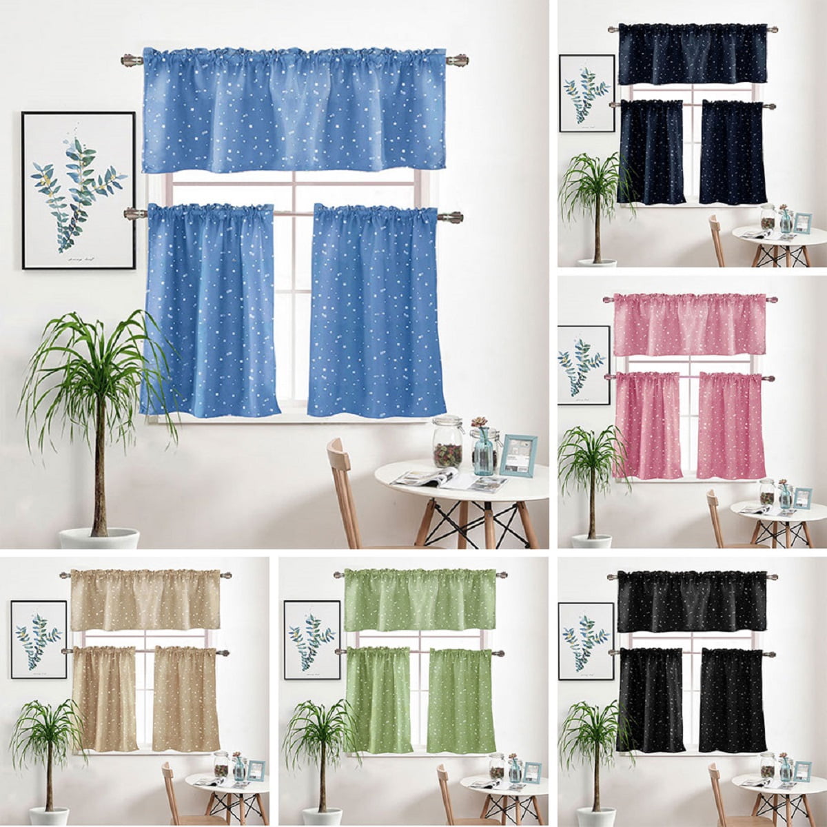 Window Cafe Curtain Room Kitchen Block lace Short Panel Valance Home Decor