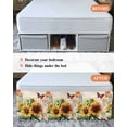 thumbnail image 6 of Watercolor Sunflower Butterfly Bed Skirt King Size 18" Drop Vintage Letter Texture Ruffled Wrap Around Bed Skirts Adjustable Elastic Bedskirt Dust Ruffle for King Size Bed, 6 of 7