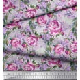 thumbnail image 2 of Soimoi Pink Georgette Viscose Fabric Leaves & Floral Decor Fabric Printed BTY 42 Inch Wide, 2 of 3