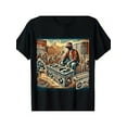 thumbnail image 1 of Men's Retro DJ Hip-Hop Graphic T-Shirt | 100% Cotton, Vintage Music Party Design with Turntables & Speakers, Short Sleeve, Black, Casual Streetwear for Teens, 1 of 6