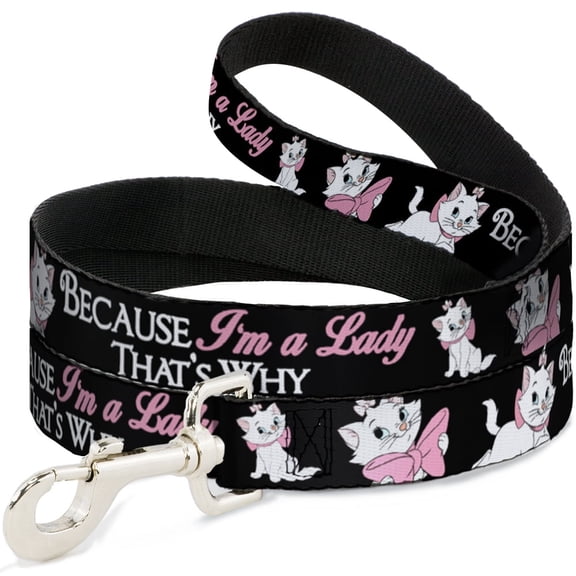 Disney Pet Leash, Dog Leash, Aristocats Marie Poses Because Im A Lady Thats Why Black, 4 Feet Long 0.5 Inch Wide