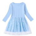 thumbnail image 3 of COM1950s Robe Longue avec Manches, Robe en Coton à Manches Longues et Col Rond pour Filles avec Empiècements en Mesh, Jupe Décontractée Ample et Confortable, Robe d'Été Décontractée, 3 of 4