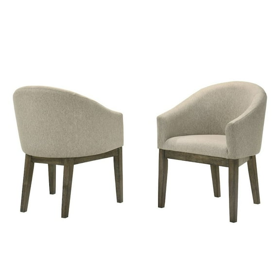 Best Master Furniture Upholstered Barrel-Style Dining Chairs, Set of 2, Reclaimed Weather Grey