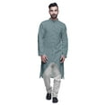 thumbnail image 1 of Atasi Printed Long Sleeve Kurta For Men Button Down Cotton Slub Ethnic Shirt, 1 of 5