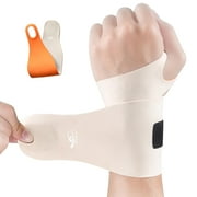 HiRui Ultra-Thin Elastic Wrist Brace Wrist Wraps, Compression Wrist Straps Wrist Support for Carpal Tunnel Arthritis Tendonitis Sprains Wrist Pain Workout, Soft & Comfortable (Beige (Pack of 1))