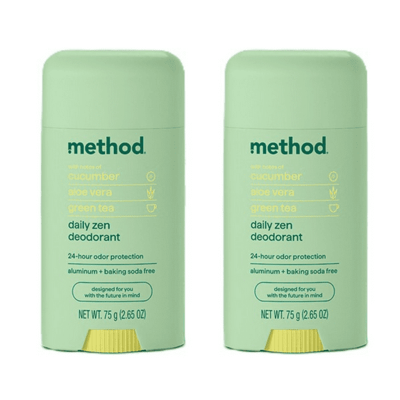 Method Deodorant, Daily Zen, Cucumber, Seaweed   Green Tea notes, 24 Hour Odor Protection, 2.65 oz (2 Pack)