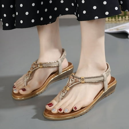

ZHELIYO Women s sandals Women Sandals Fashion Summer New Pattern Fashion Comfortable Flip Flop Elastic Bland Slip On Shoes Lightweight Shoes Beige 8.5