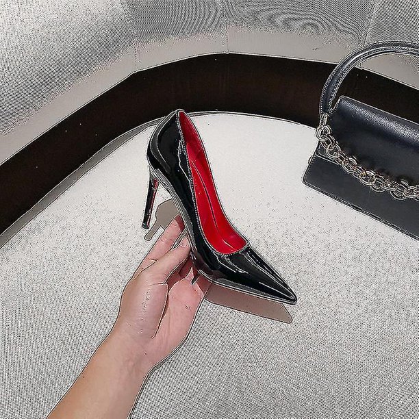 Women Red Sole Pumps New Sexy Bottom Pointed Toe Black Thin High Heel Shoes 8cm 10cm 6cm Shallow Sexy Wedding Shoe