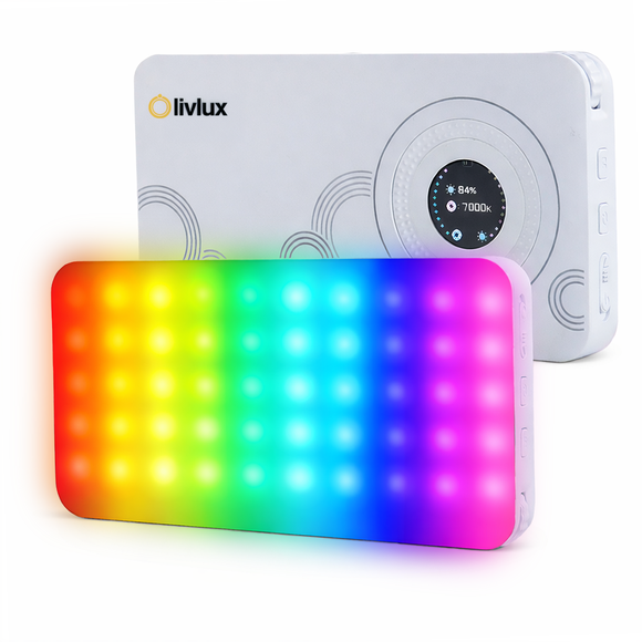 Luz LED portátil LIVLUX ZN20 RGB recargable magnética con batería de 5000 mAh y adaptador para foto y video