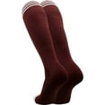 thumbnail image 2 of TCK Prosport Kids Soccer Socks – Long Striped Tube Socks for Boys, Girls, Football & Softball (Maroon/White, Medium), 2 of 4