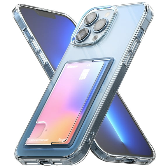 Ringke Fusion Card Case Compatible with iPhone 13 Pro Max, Transparent Hard Back Built-in Slim Card Holder Wallet - Clear