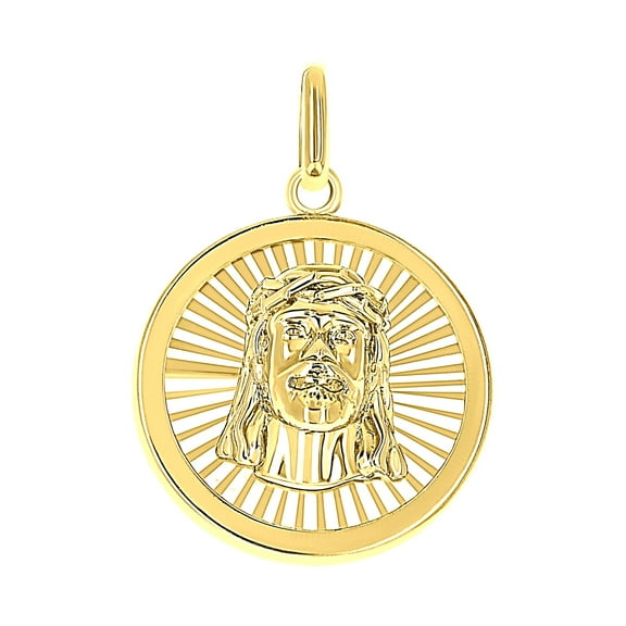 10k 10kt Yellow Gold Unisex Round Jesus Religious Pendant for Men Women