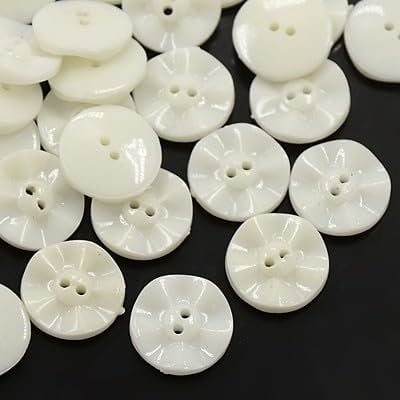 400Pcs White 2-Hole Acrylic Sewing Buttons Plastic Buttons for Costume Design Flat Round Dyed Button Parts for Garment Sewing Buttons and DIY Craft Projects