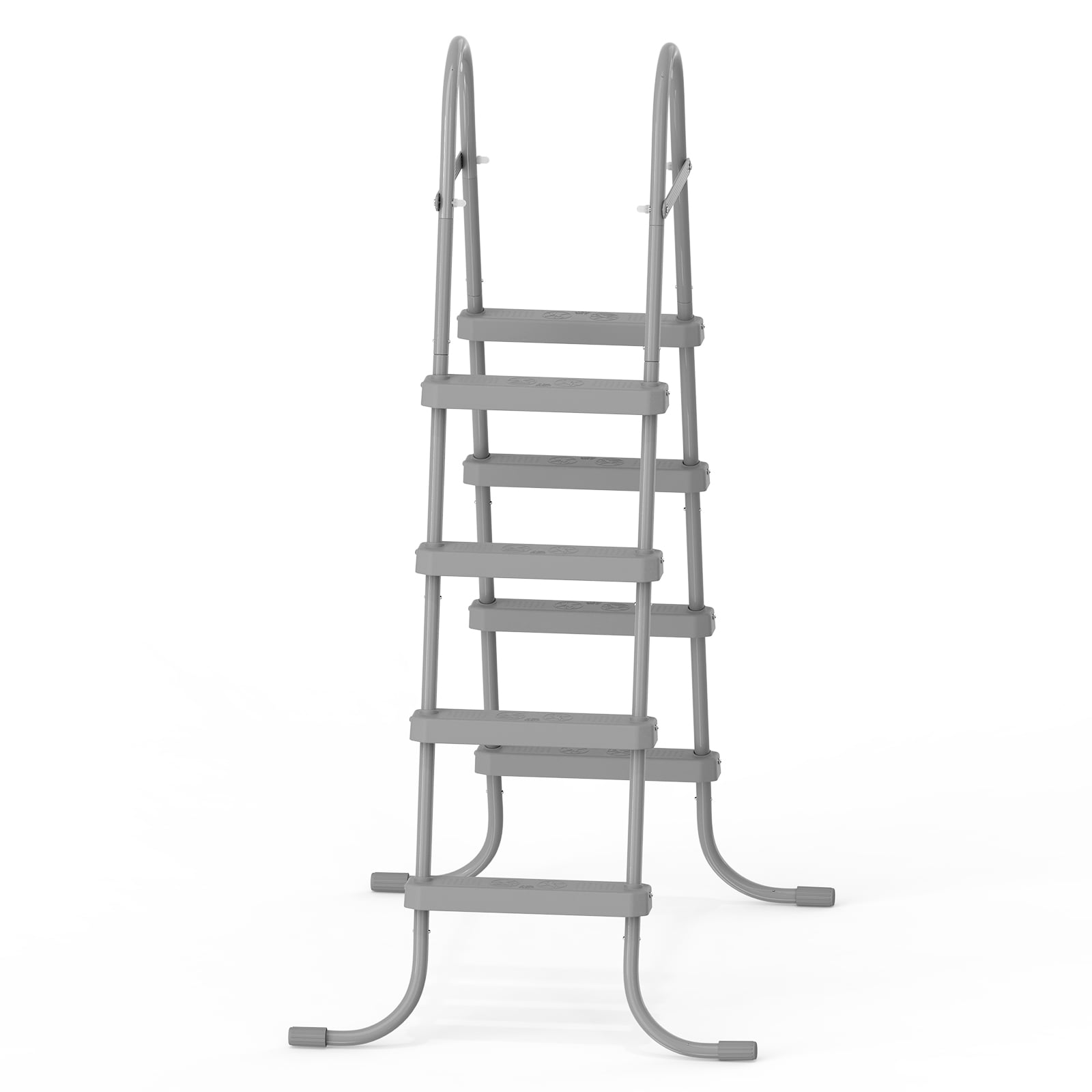 52 Inch 4-Step Gray Iron Pool Ladder, Textured Non-Slip Steps Heavy Duty Swimming Pool Entry Ladder for Above Ground & In-Ground Pools
