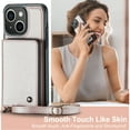 thumbnail image 6 of Dteck iPhone 14 Plus Wallet Case 6.7" Crossbody, Zipper Phone Case with RFID Blocking Card Holder Wrist Strap Leather Purse Cover Gift for Women for Apple iPhone 14 Plus, Pink, 6 of 8