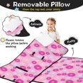 thumbnail image 3 of Geometric Flower and Dahlia Pink Pattern Teens Toddler Nap Mat with Pillow, Sleeping Mat Bag for Preschool Daycare 50"x20", 3 of 6