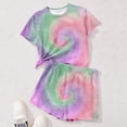 thumbnail image 4 of CCRFTGI Summer Outfits for Child Girls Size 8 Cute 2 Piece Outfits Short Sleeve T-Shirts and Elastic Waist Shorts Active Gym Sets for Girls Light Green 12-13 Years, 4 of 4