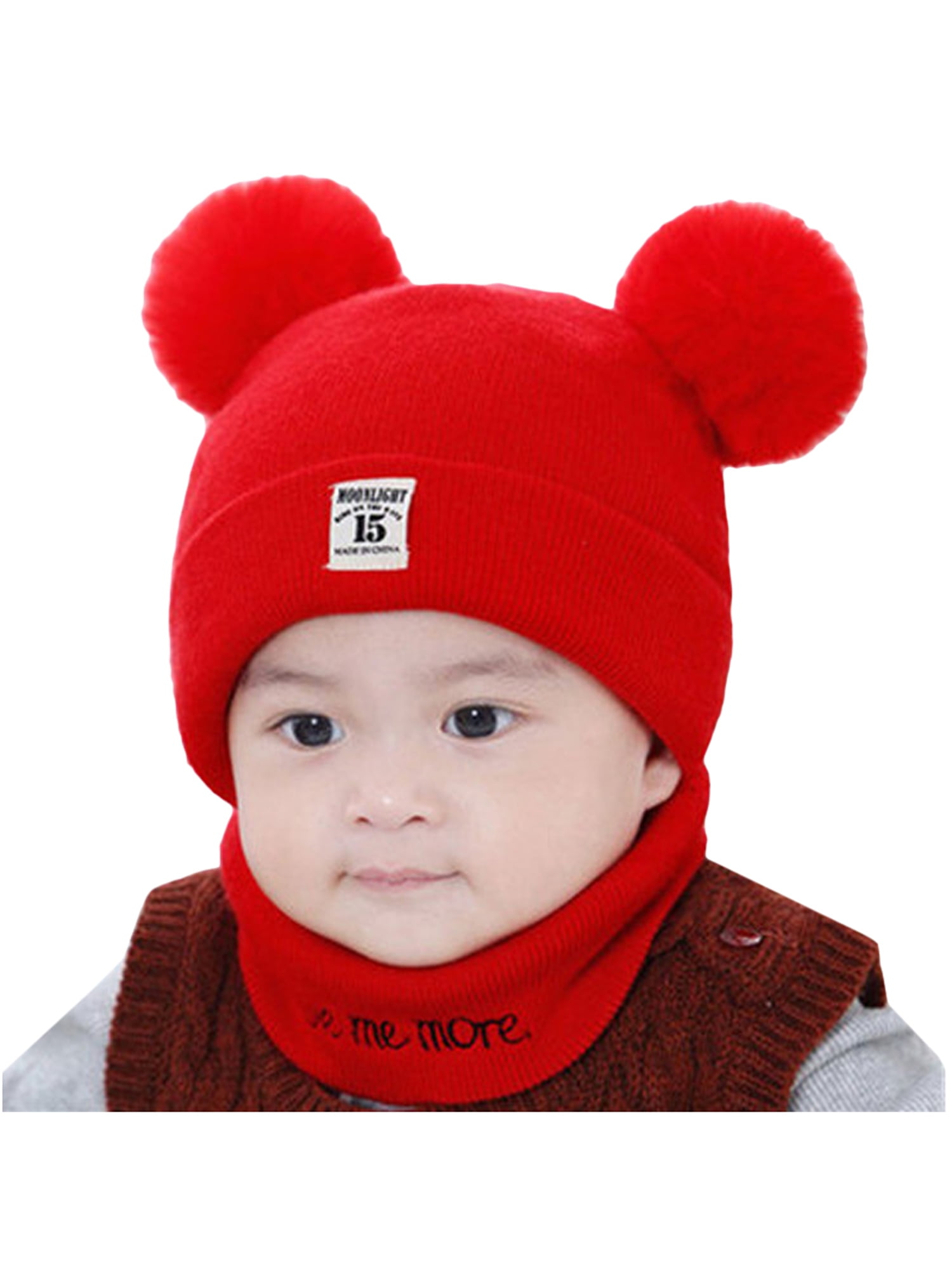 Car Baby Boys Girls Kids Winter Warm Hats Scarf and Cap Set Earflap Beanie Gift