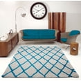 thumbnail image 2 of Ladole Rugs Geometric Trellis Simple Syle Carpet Comfortable Area Rug Carpet in Ivory-Turquoise 5x8 (5'3" x 7'6", 160cm x 230cm), 2 of 8