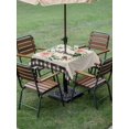 thumbnail image 4 of Outdoor Tablecloth with Umbrella Hole for Patio/Picnic/Party/Camping, Spring Pink Flowers Waterproof Table Cloth Square Cover Washable, Country Plants Leaves Bird Retro Plaid (60"x 60"), 4 of 9