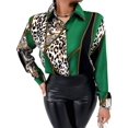 thumbnail image 3 of Blusas para Mujer, con Botones, Estilo Informal, de Negocios, de Larga, Elegantes y Sexys. Leopardo Verde L, 3 of 9