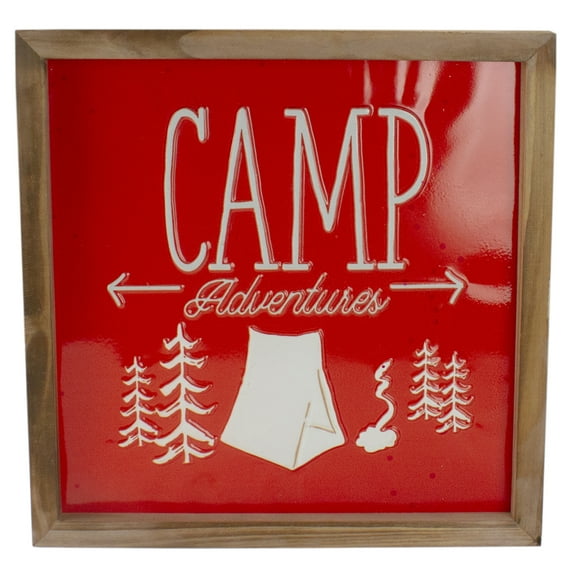 Raz 14” Orange and White Camp Adventures Metal Wall Art