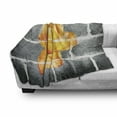 thumbnail image 3 of Rustic Flower Soft Flannel Fleece Throw Blanket, Trippy Modern Graffiti with Rose Petals on the Brick Wall Urban City Life, Cozy Plush for Indoor and Outdoor Use, 50" x 70", Grey Orange, by Ambesonne, 3 of 6