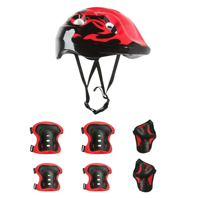 Moocorvic Ensemble de Casque de Trottinette pour Enfant en Liquidation Extérieure, Rouge (Ensemble de 7)