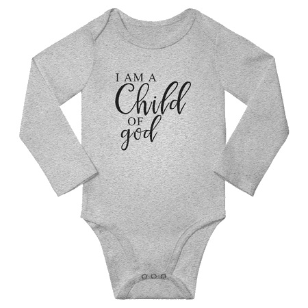 

I Am A Child Of God Funny Announcement Baby Long Sleeve Bodysuit Unisex (Gray 6M)
