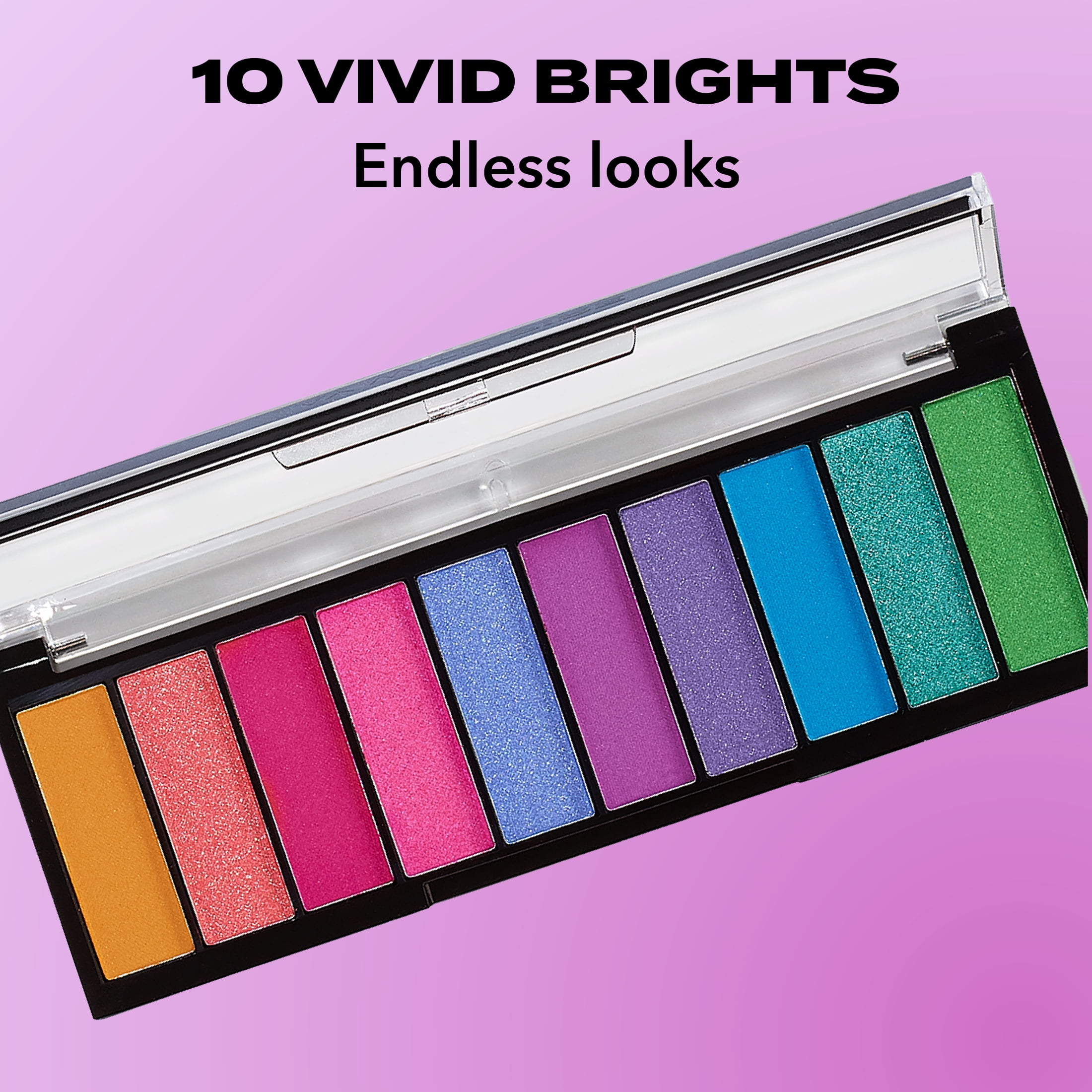 Hard Candy, Top Ten Eyeshadow Palette, 10 Long-Lasting Shades, Vivid Brights, Shine More Brightly, 0.4 oz