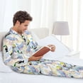 thumbnail image 2 of Mens Pajamas Set - Zebra Toucan Tropical Leaves Comfy Long Sleeve Button Up Pajama Sets for Men 2 Piece, Soft Sleepwear Nightwear Pjs Lounge Sets for Men with Pockets, 2 of 5