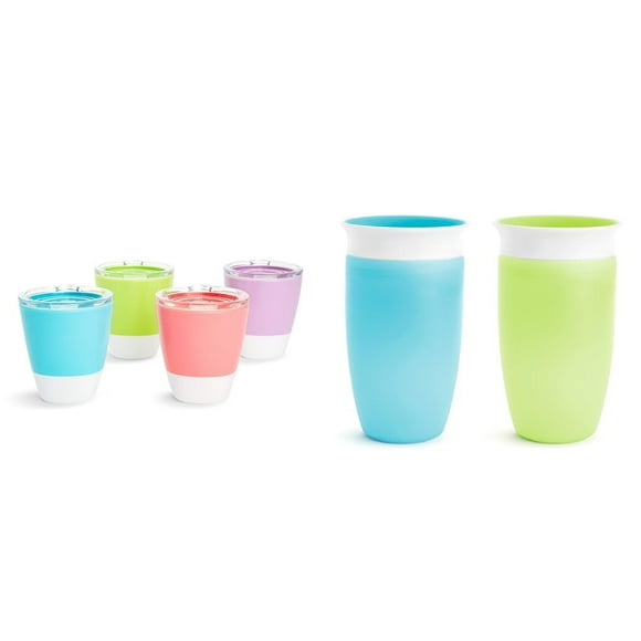 Vasos Munchkin Splash Open para niños pequeños con tapas de entrenamiento, 200 ml, paquete de 4