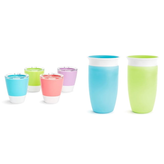 Vasos Munchkin Splash Open para niños pequeños con tapas de entrenamiento, 200 ml, paquete de 4