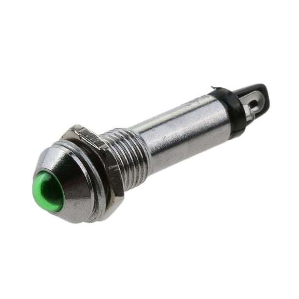 Bombilla de luz indicadora de señal LED de repuesto para coche, camión, barco, , 12V, 8mm Verde kusrkot Lámpara de luz indicadora de panel de tablero impermeable