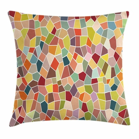 New 24 Inch Stained Glass - Colorful Throw Pillow Cushion Cover, Motley Geometrical Mosaic with Retro Effect Vivid Stained Glass Design Ornament, Decorative Square Accent Pillow Case, 24 X 24 Inches, Multicolor, by Ambesonne
