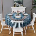 thumbnail image 2 of Round Waterproof Tablecloth 60×60 Inch, Boho Style Reusable Indoor/Outdoor Durable Table Cover for Party Kitchen Dinner Room Decor, 2 of 6