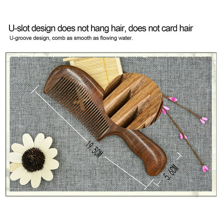 Sandalwood Wide Tooth Comb Curly Hair Portable Coarse Tooth Wooden